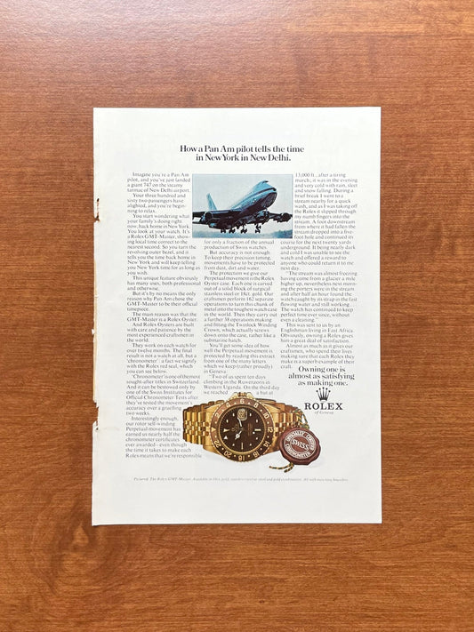 1972 Rolex GMT Master Ref. 1675 "How a Pan Am pilot..." Advertisement