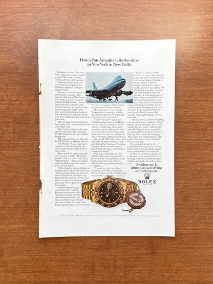 1972 Rolex GMT Master Ref. 1675 "How a Pan Am pilot..." Advertisement