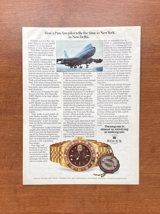 1972 Rolex GMT Master Ref. 1675 "How a Pan Am pilot..." Advertisement