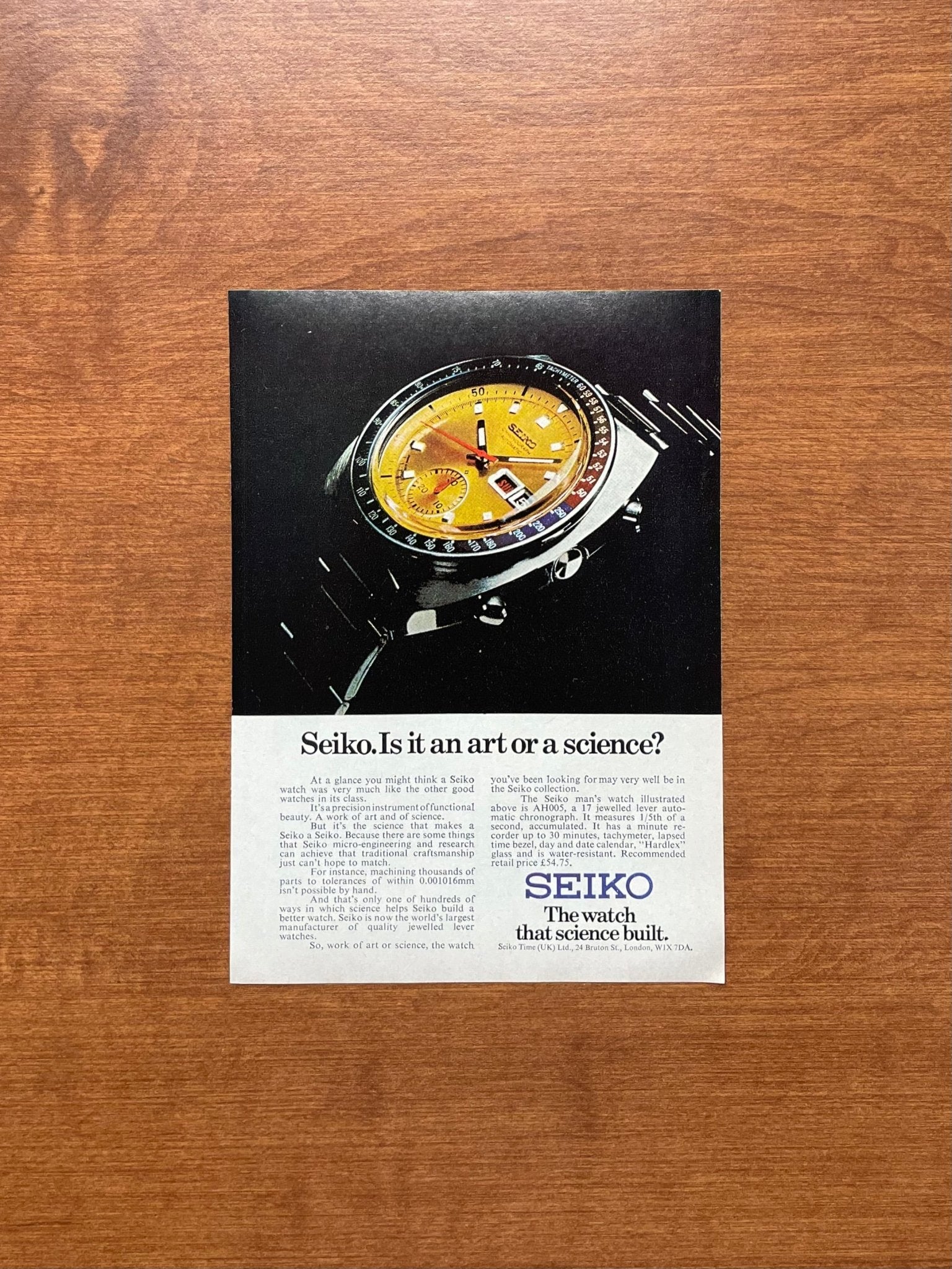 1972 Seiko "Pogue" Ref. 6139 "art or a science?" Advertisement