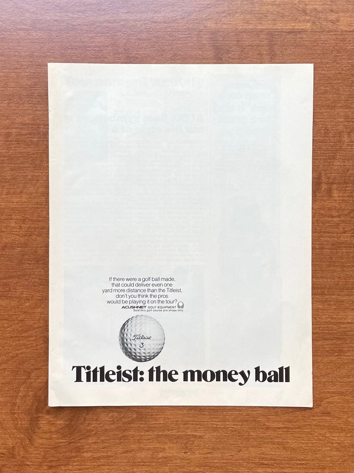 1972 Titleist "the money ball" Advertisement