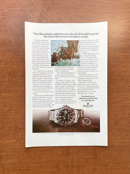 1973 Rolex GMT Master Ref. 1675 "Thor Heyerdahl couldn't be sure..." Advertisement