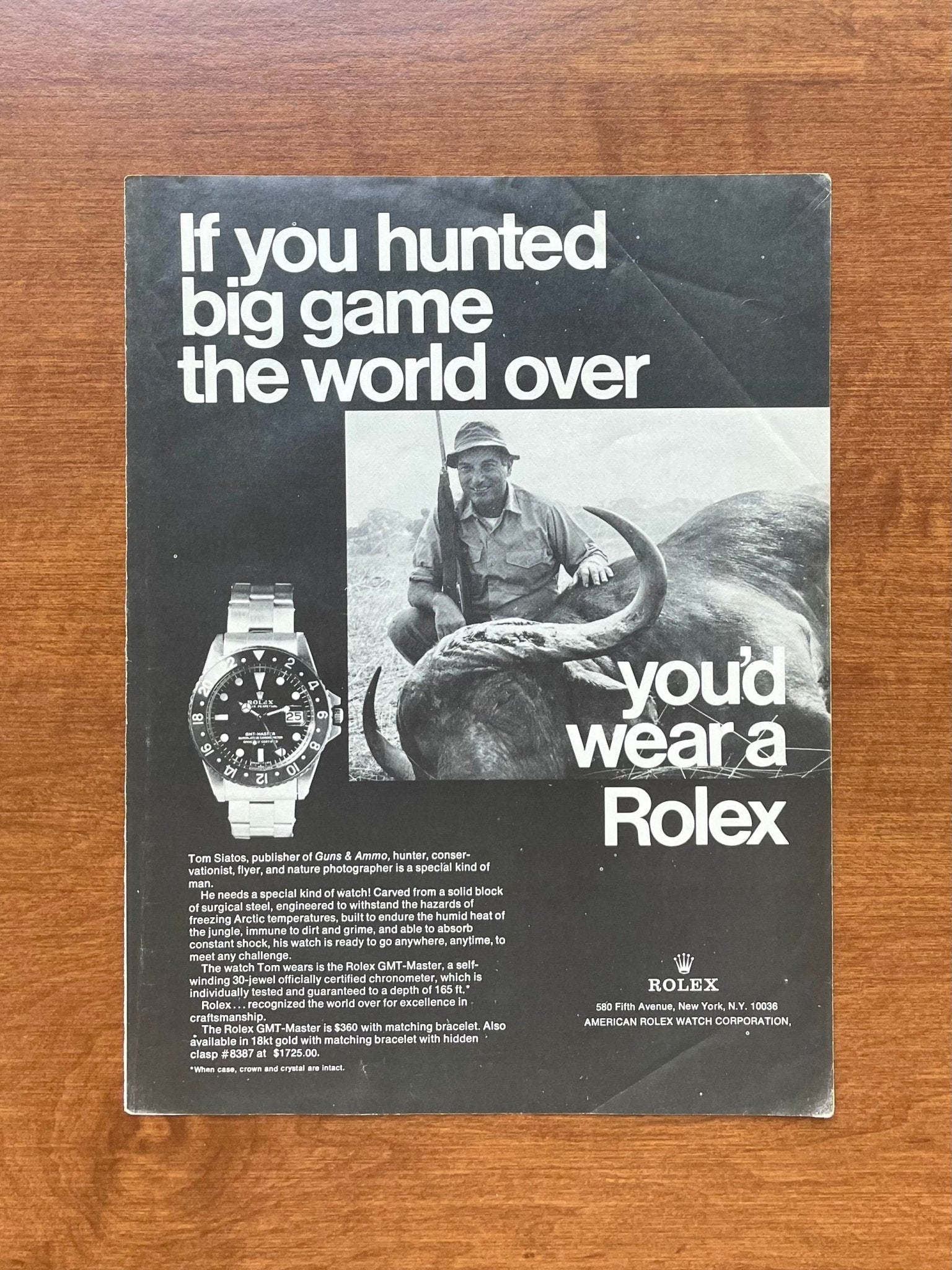 1973 Rolex GMT Master Ref. 1675 with Cape Buffalo Advertisement