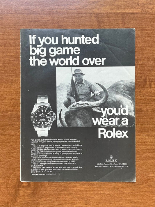 1973 Rolex GMT Master Ref. 1675 with Cape Buffalo Advertisement