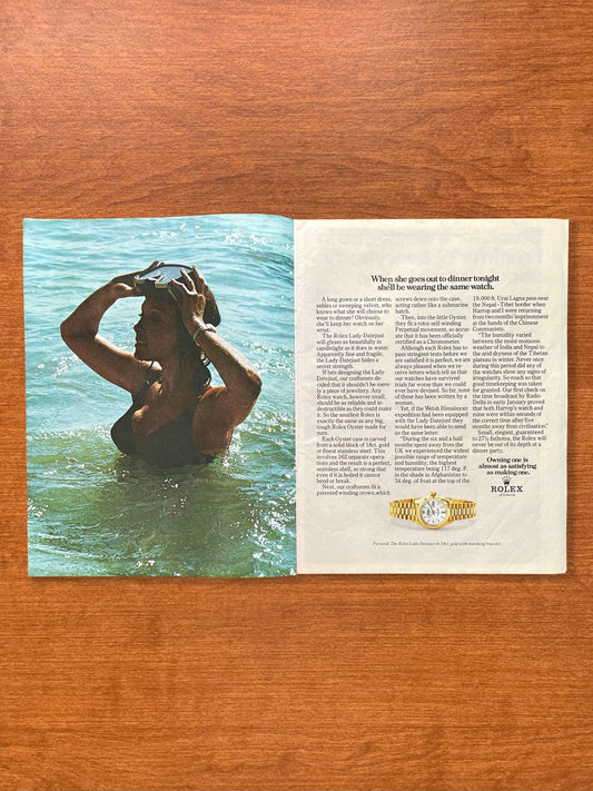 1973 Rolex Lady Datejust "when she goes out to dinner..." Advertisement