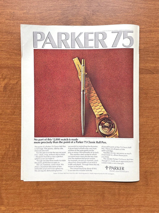 1974 Parker 75 Pen Advertisement