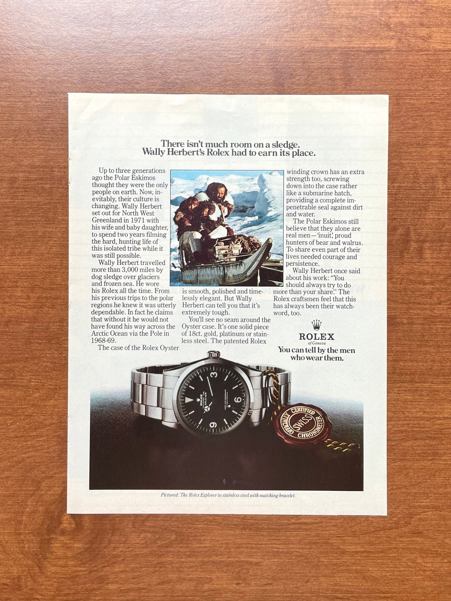 1974 Rolex Explorer Ref. 1016 "Wally Herbert's Rolex..." Advertisement
