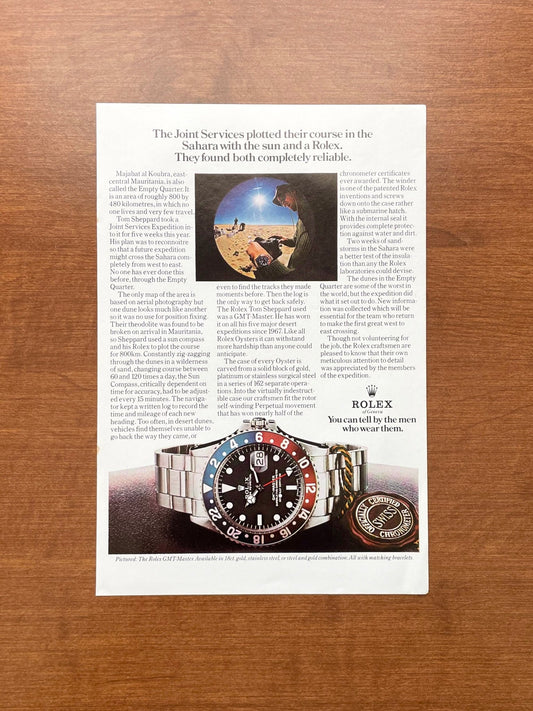 1974 Rolex GMT Master Ref. 1675 "Joint Services..." Advertisement