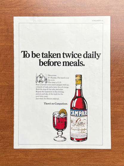 1975 Campari "twice daily before meals" Advertisement
