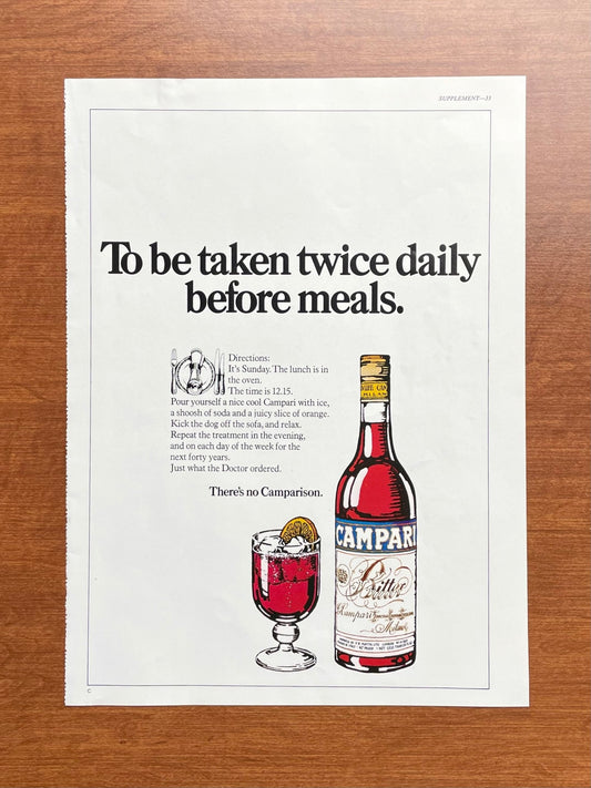 1975 Campari "twice daily before meals" Advertisement