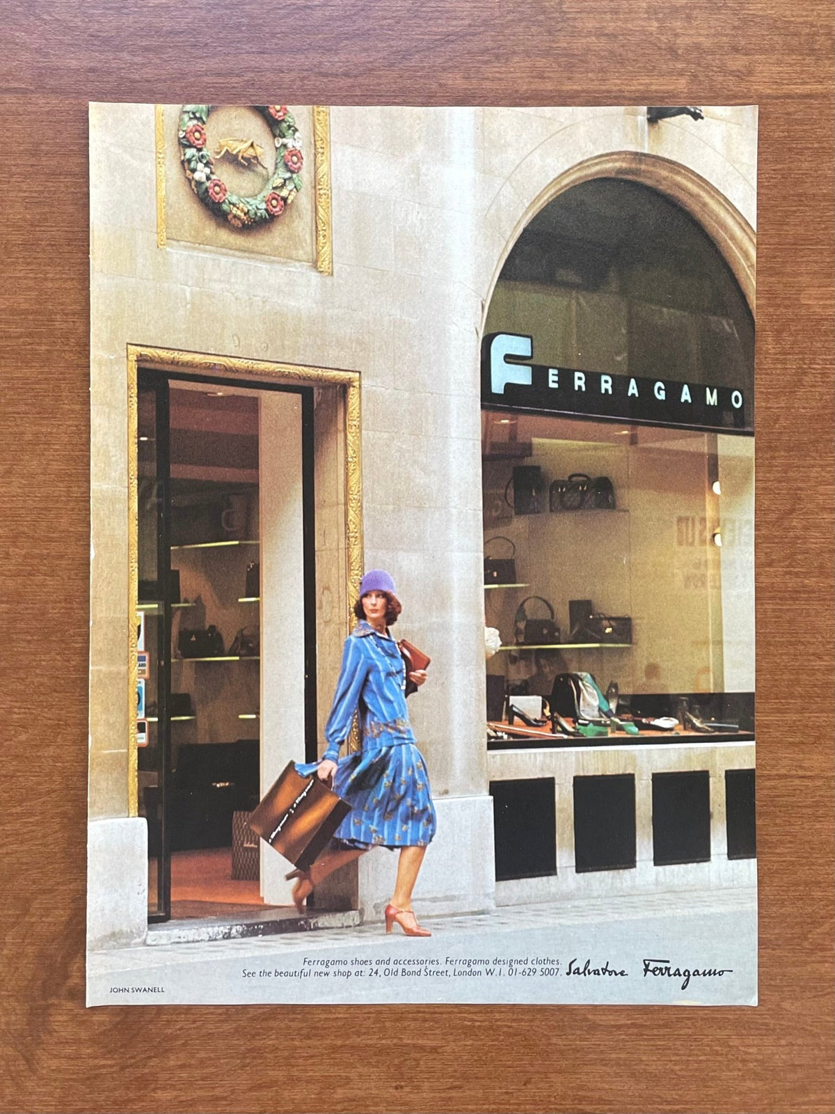 1975 Ferragamo London Storefront Advertisement