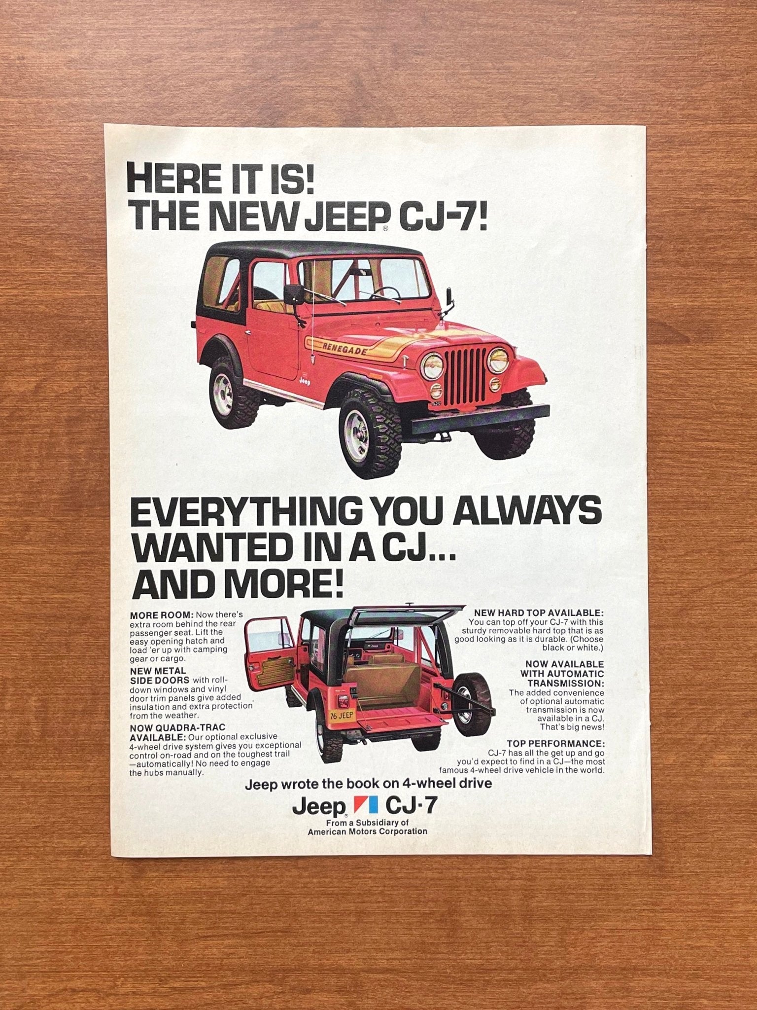 1975 Jeep CJ - 7 "Everything you always wanted" Advertisement