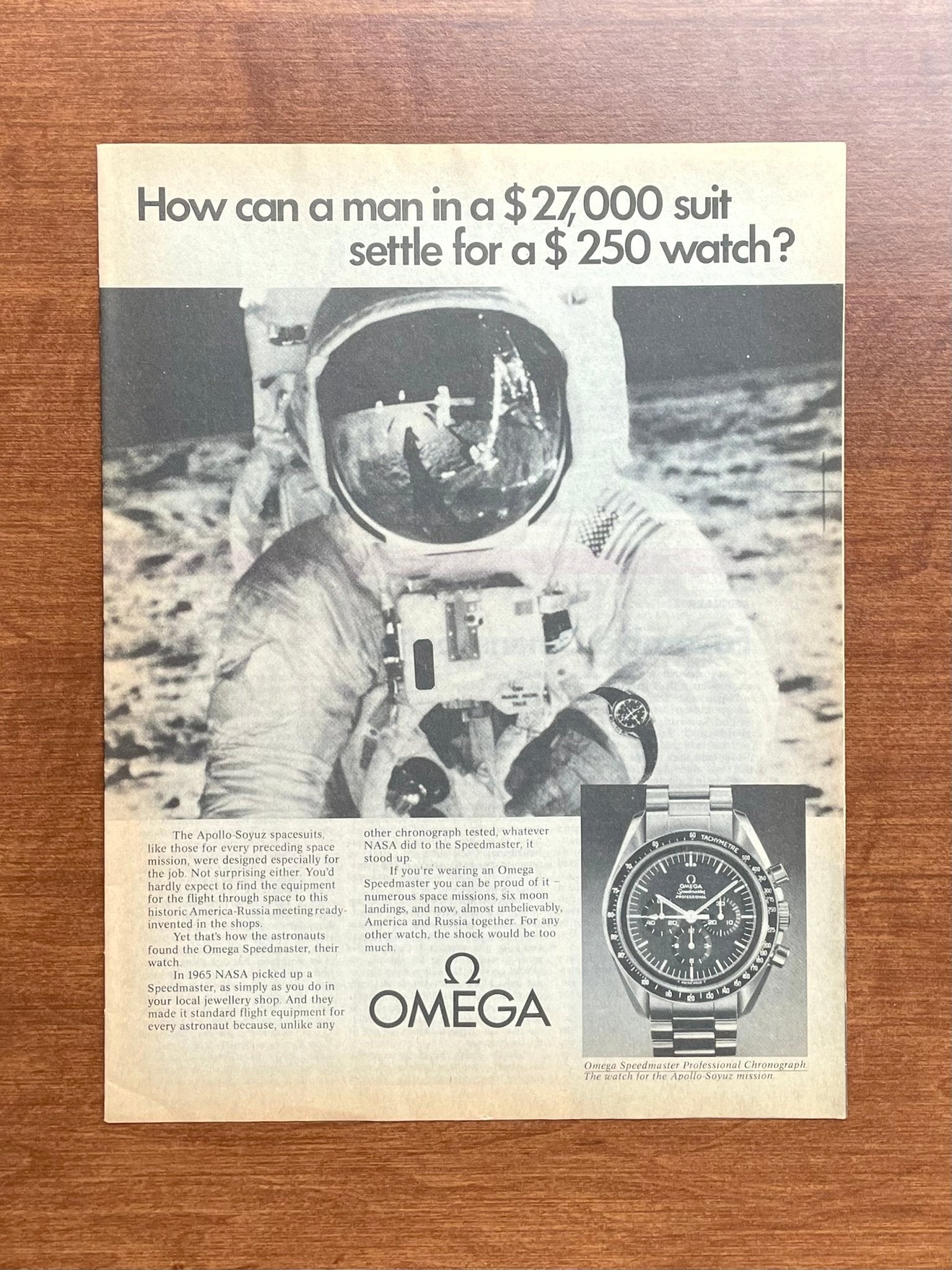 1975 Omega Speedmaster "man in a $27,000 suit..." Advertisement