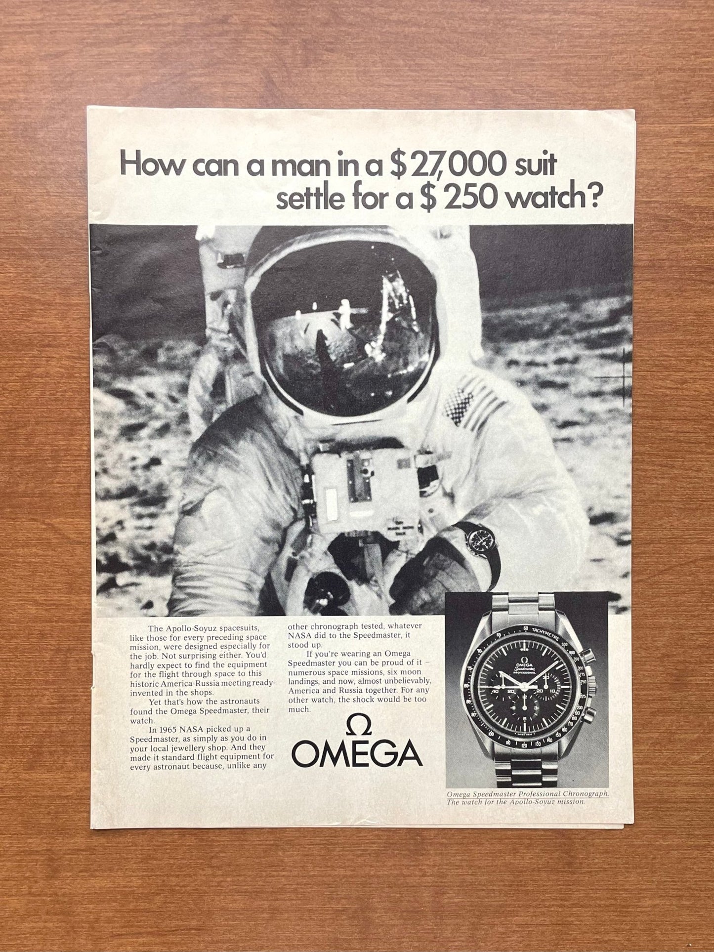 1975 Omega Speedmaster "man in a $27,000 suit..." Advertisement