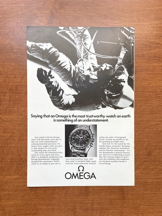 1975 Omega Speedmaster "trustworthy watch" Advertisement