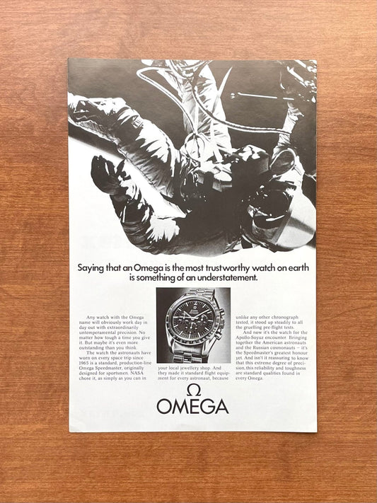 1975 Omega Speedmaster "trustworthy watch" Advertisement