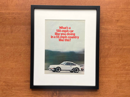 1975 Porsche "150 - mph car..." Original Magazine Page Image in Black Wood Frame