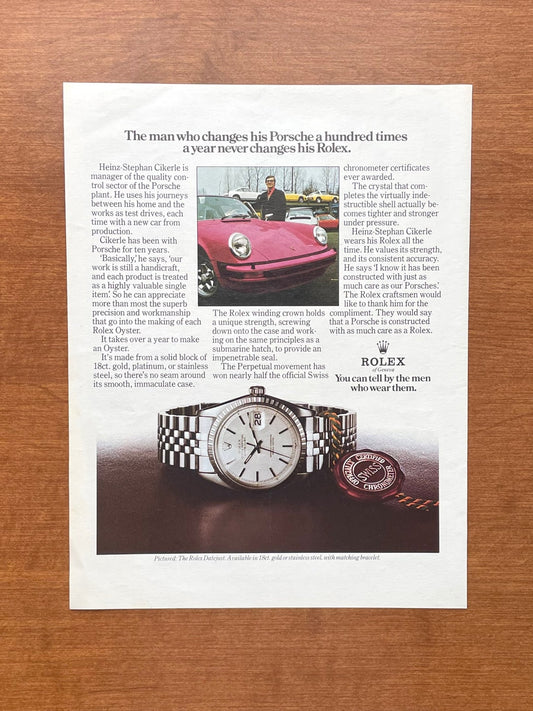 1975 Rolex Datejust Ref. 1603 with Porsche 911 Advertisement