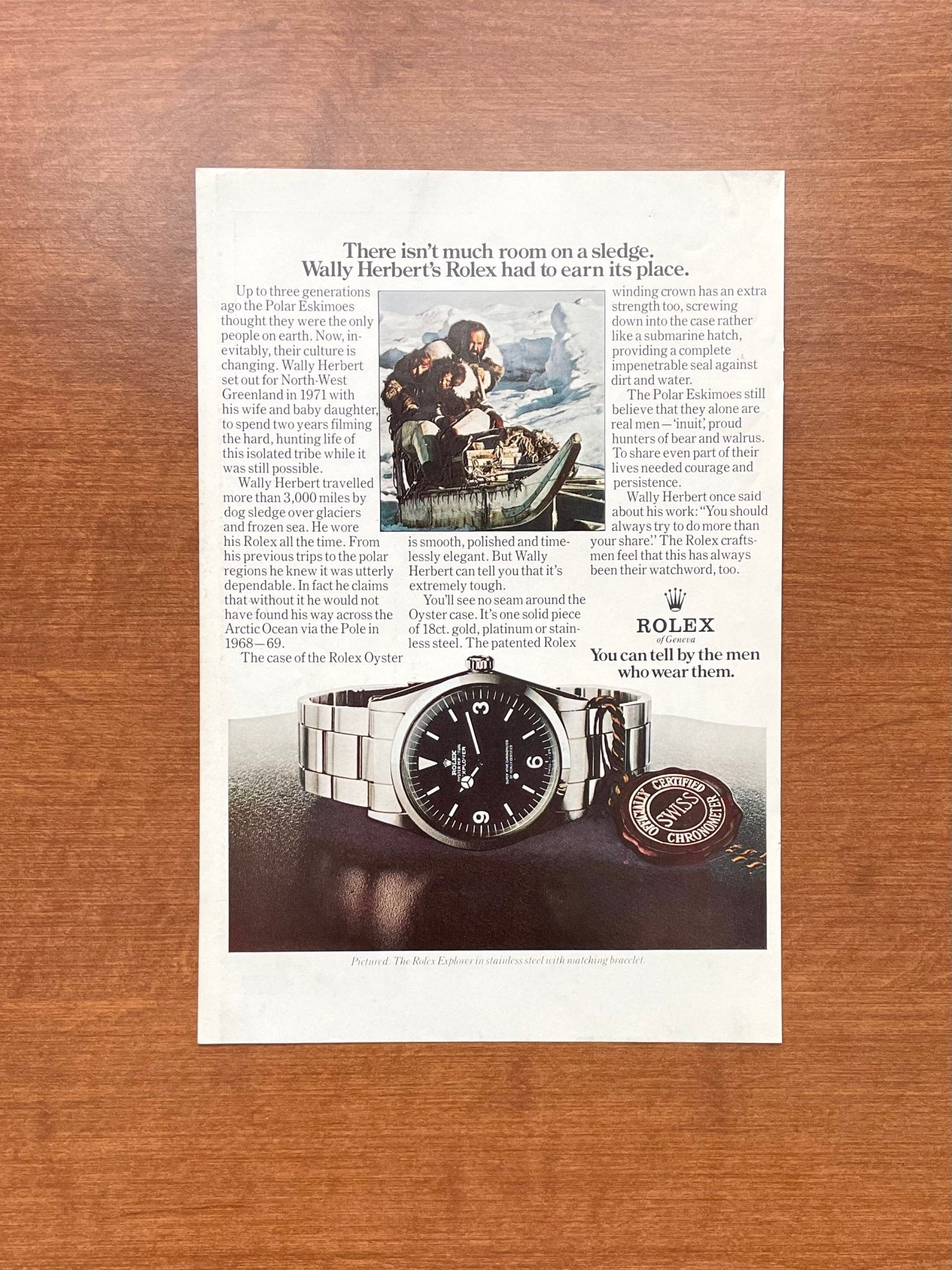 1975 Rolex Explorer Ref. 1016 "Wally Herbert's Rolex..." Advertisement
