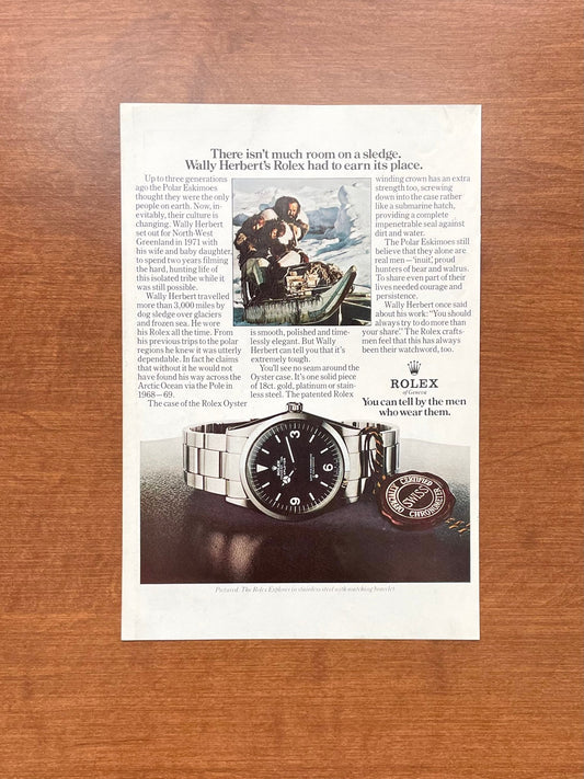 1975 Rolex Explorer Ref. 1016 "Wally Herbert's Rolex..." Advertisement