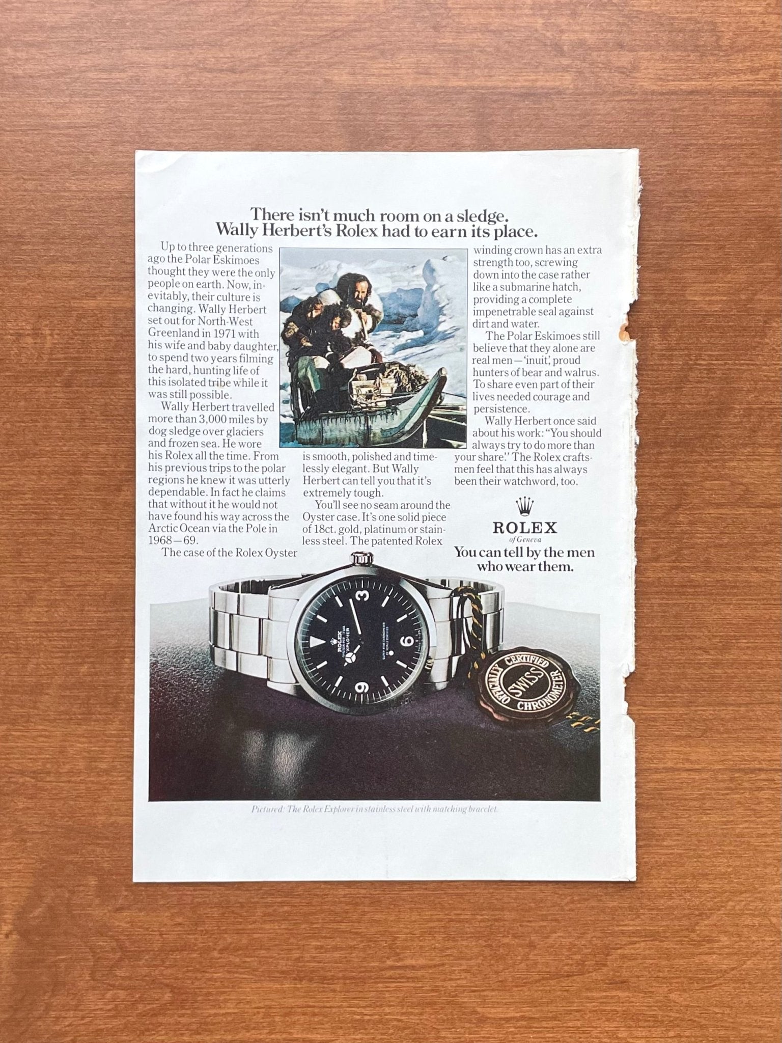 1975 Rolex Explorer Ref. 1016 "Wally Herbert's Rolex..." Advertisement