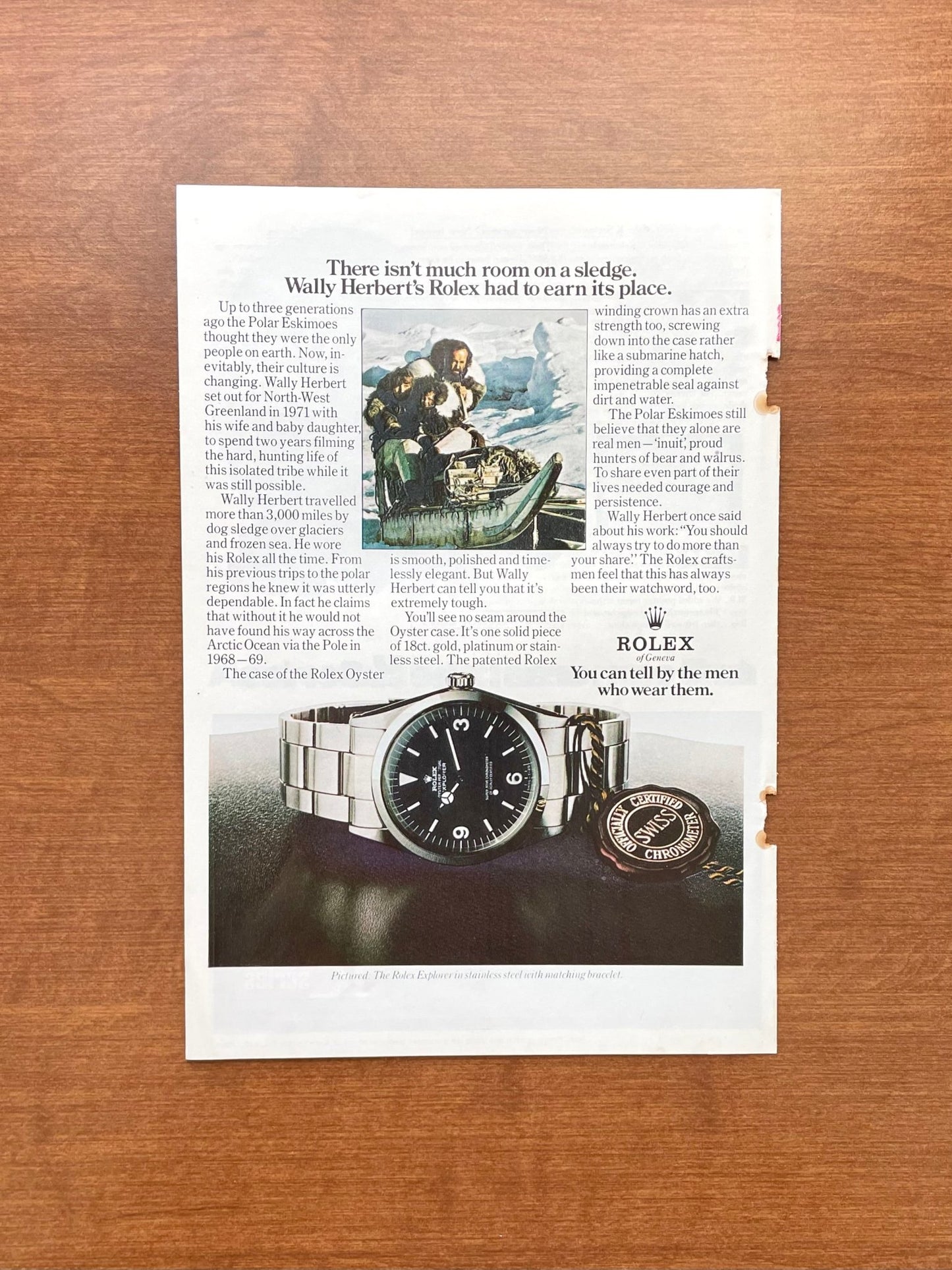 1975 Rolex Explorer Ref. 1016 "Wally Herbert's Rolex..." Advertisement