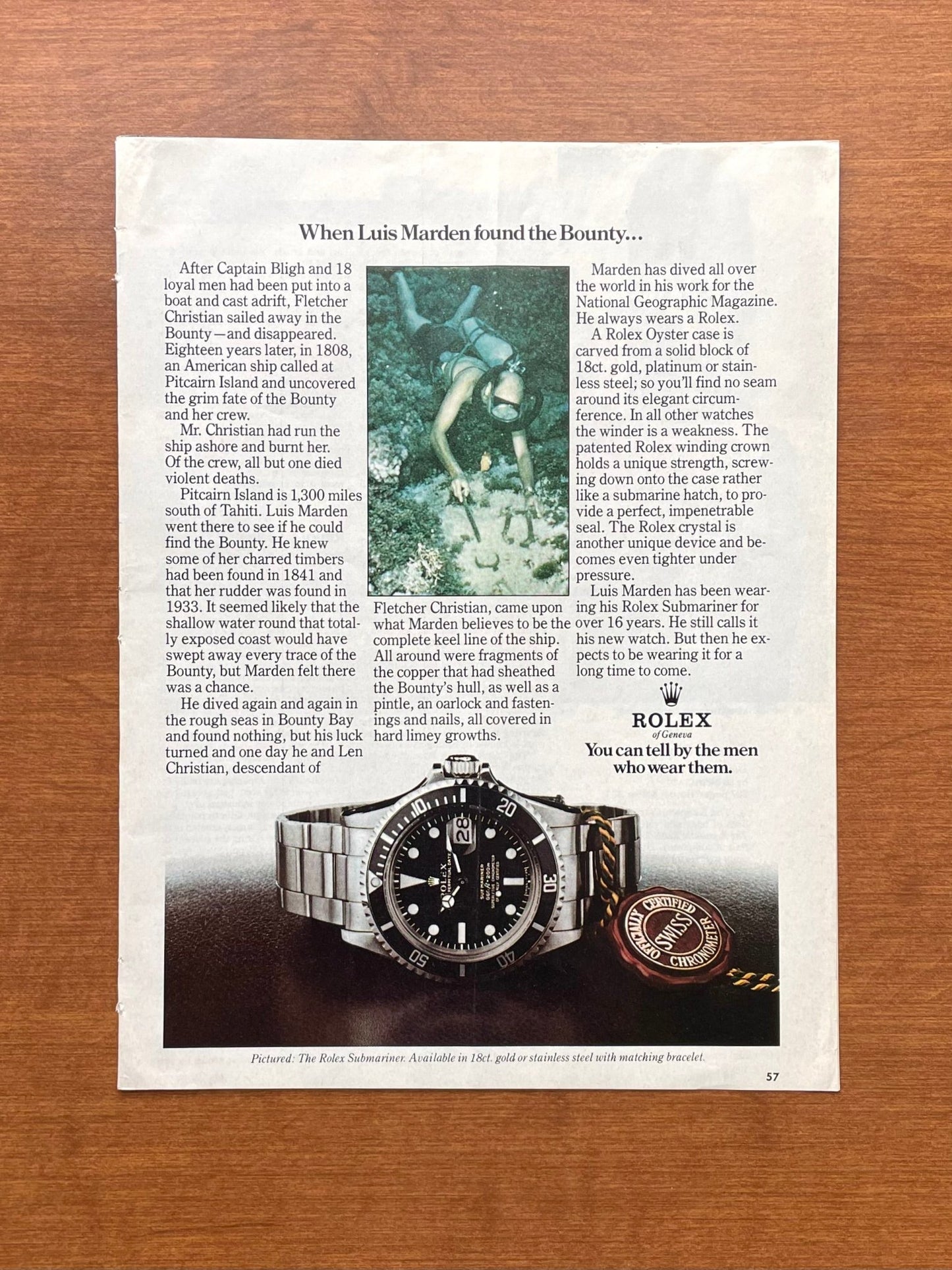 1975 Rolex Submariner Ref. 1680 feat. Luis Marden Advertisement