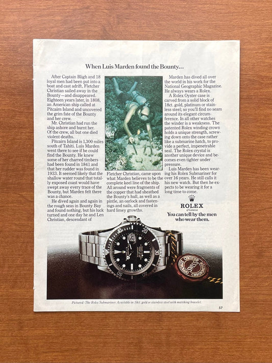 1975 Rolex Submariner Ref. 1680 feat. Luis Marden Advertisement