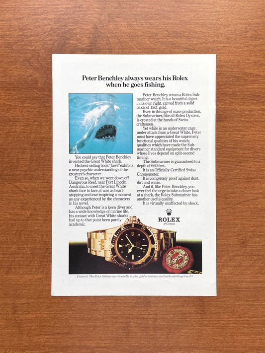 1976 Rolex Submariner Ref. 1680 feat. Peter Benchley Advertisement