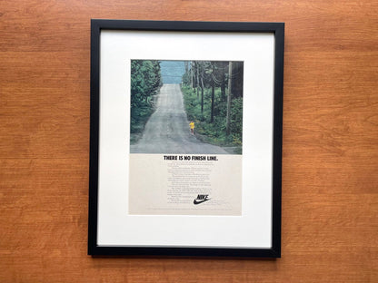 1977 Nike "There Is No Finish Line." Advertisement in Black Wood Frame