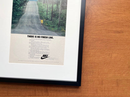 1977 Nike "There Is No Finish Line." Advertisement in Black Wood Frame