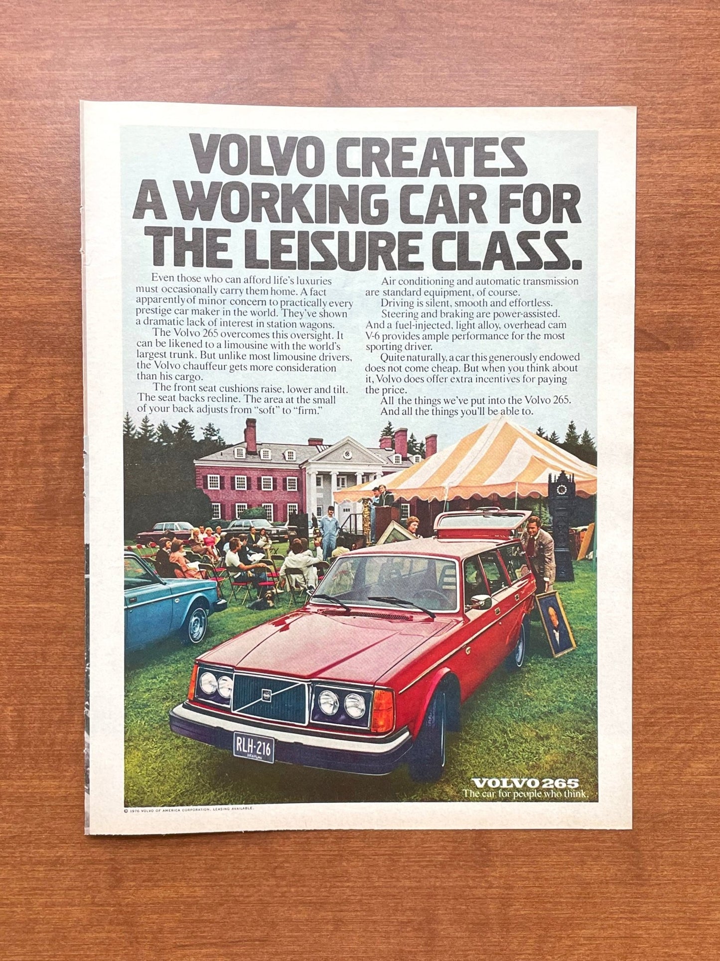 1977 Volvo 265 "Working car... for leisure class" Advertisement