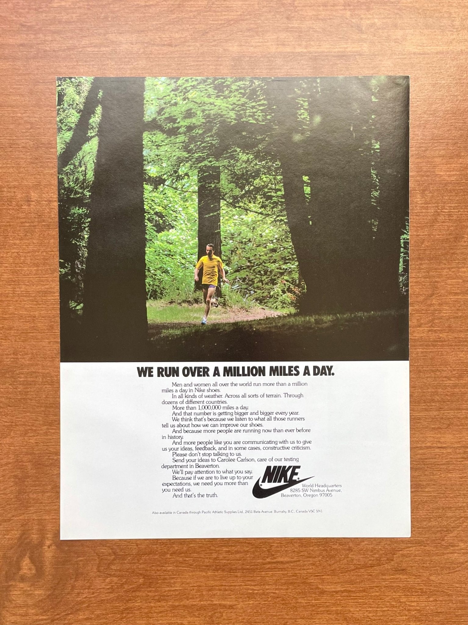 1978 Nike "Million Miles a Day." Advertisement