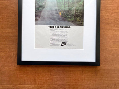 1978 Nike "There Is No Finish Line." Advertisement in Black Wood Frame