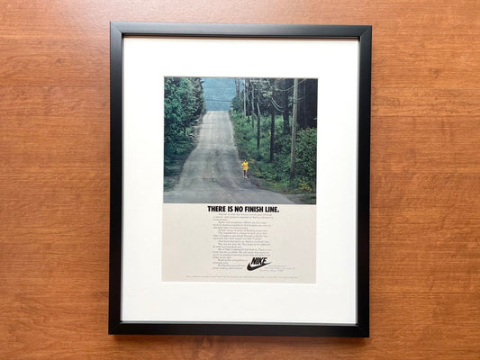 1978 Nike "There Is No Finish Line." Advertisement in Black Wood Frame