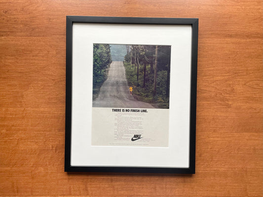 1978 Nike "There Is No Finish Line." Advertisement in Black Wood Frame