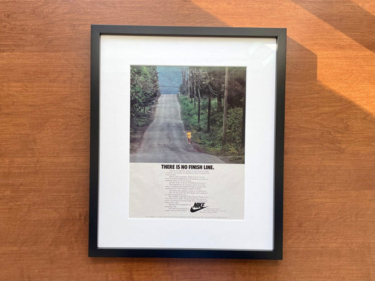 1978 Nike "There Is No Finish Line." Advertisement in Black Wood Frame