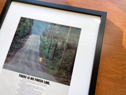 1978 Nike "There Is No Finish Line." Advertisement in Black Wood Frame