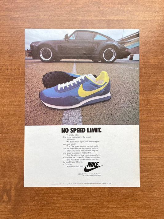 1978 Nike w/ Porsche 911 "No Speed Limit." Advertisement