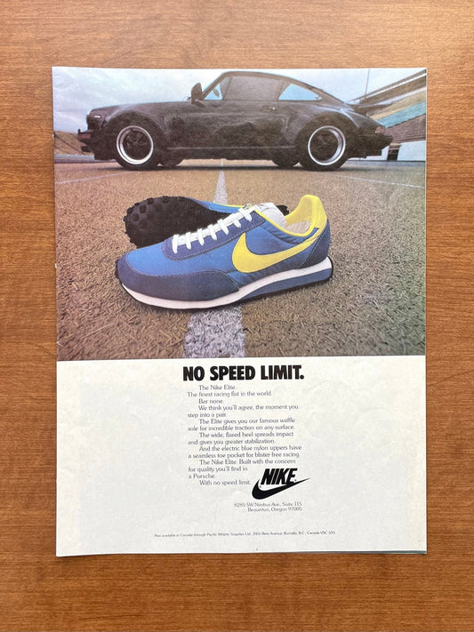 1978 Nike w/ Porsche 911 "No Speed Limit." Advertisement