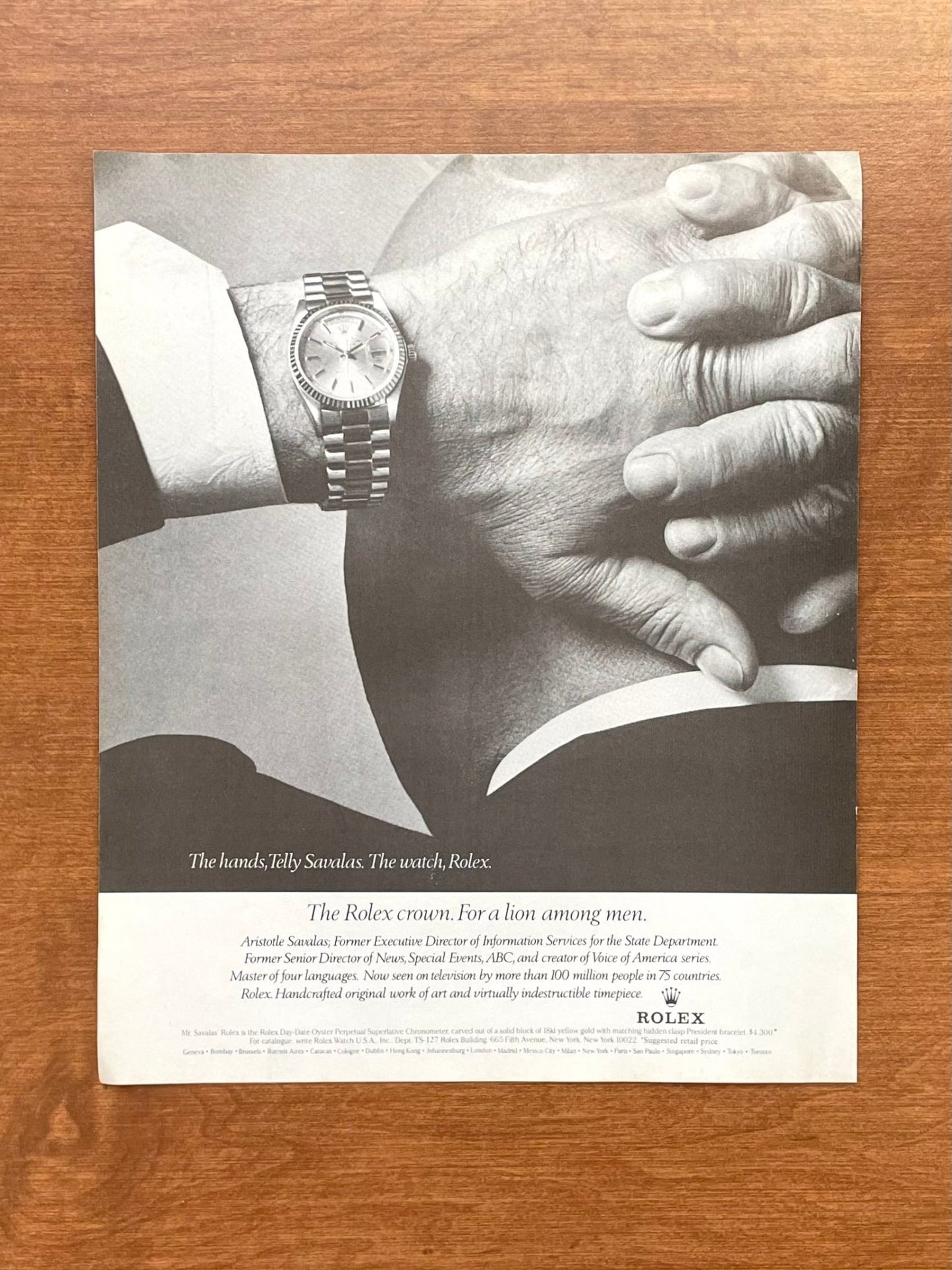 1978 Rolex Day Date Ref. 1803 feat. Telly Savalas Advertisement