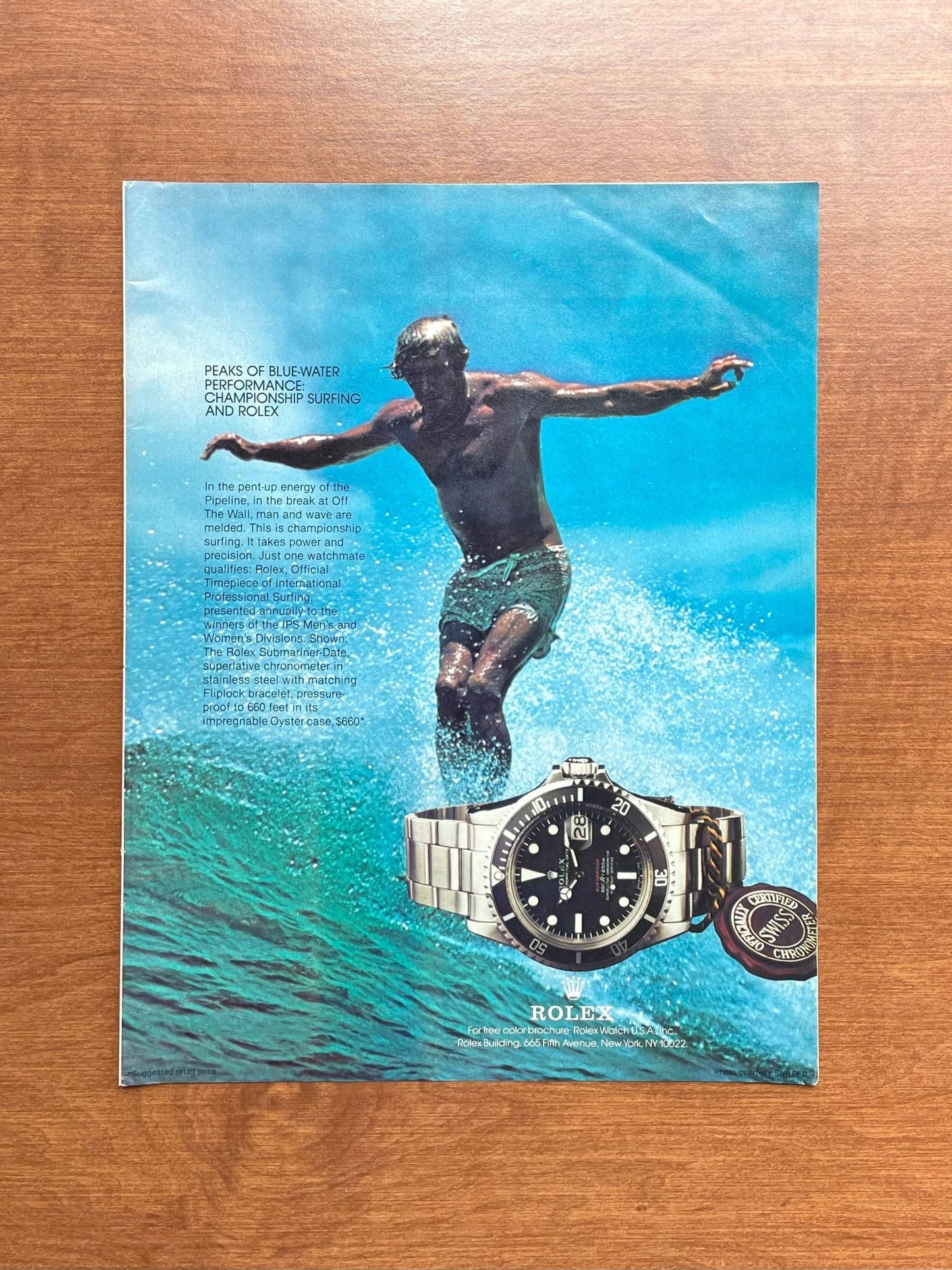 1978 Rolex Submariner Ref. 1680 "Championship Surfing" w/ Surfer Advertisement