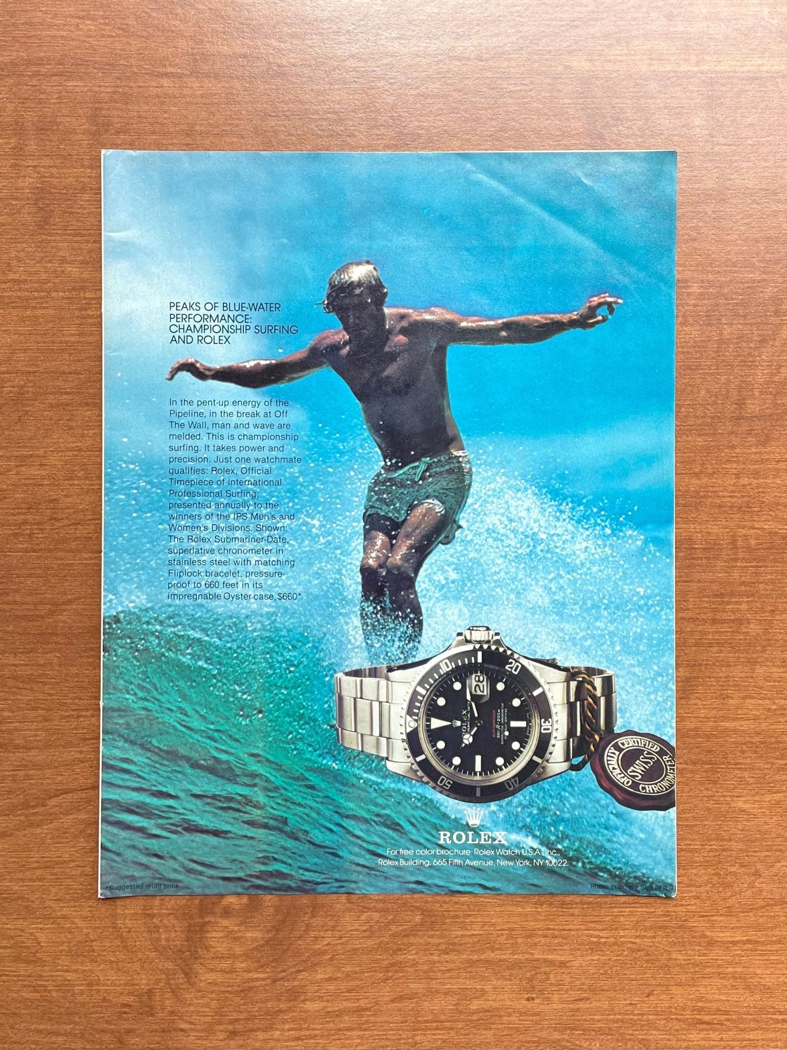 1978 Rolex Submariner Ref. 1680 "Championship Surfing" w/ Surfer Advertisement