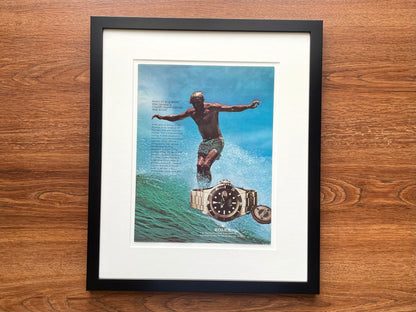 1978 Rolex Submariner with Surfer Advertisement in Black Wood Frame