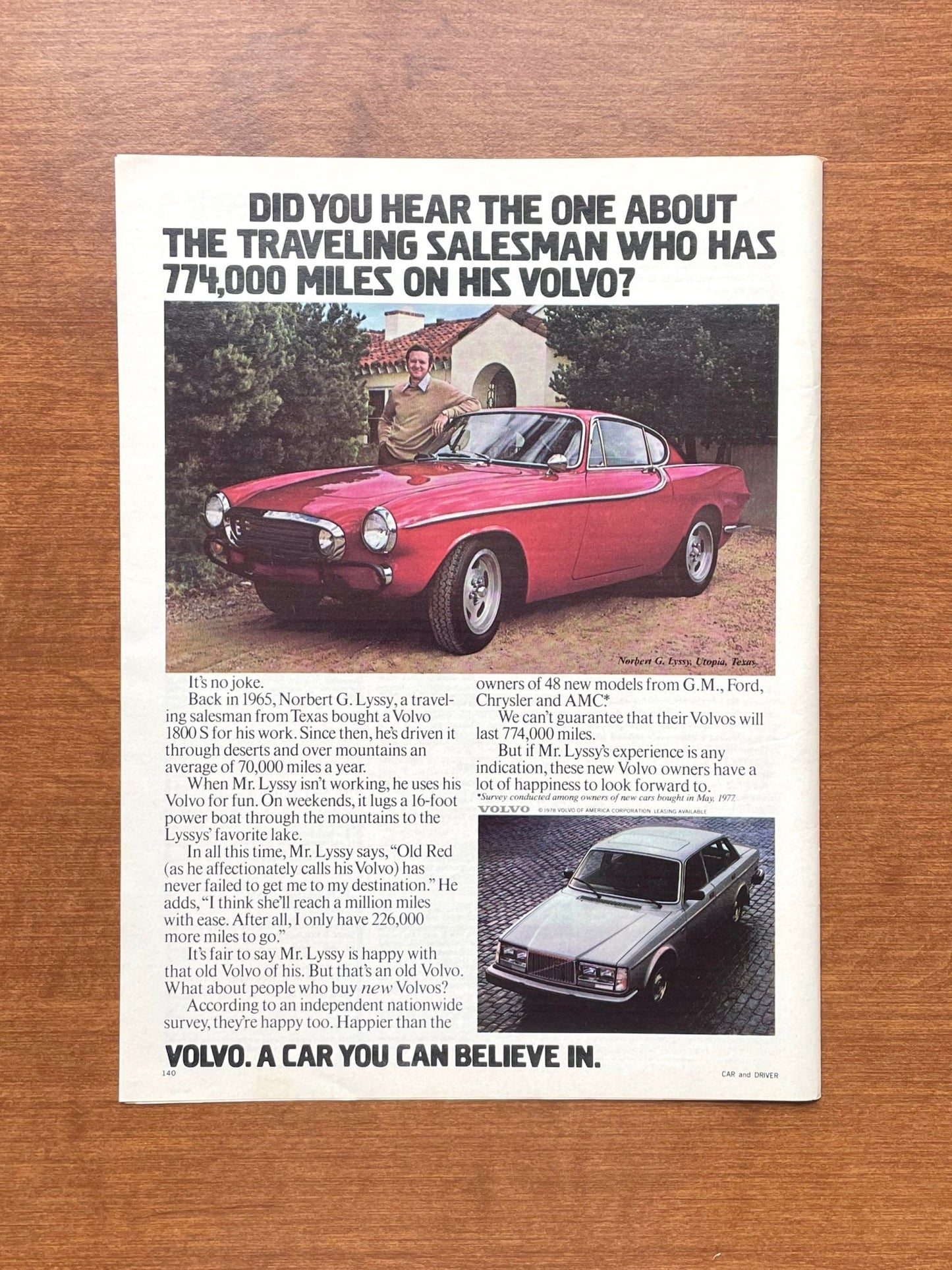 1978 Volvo "Traveling salesman who has 774,000 miles..." Advertisement