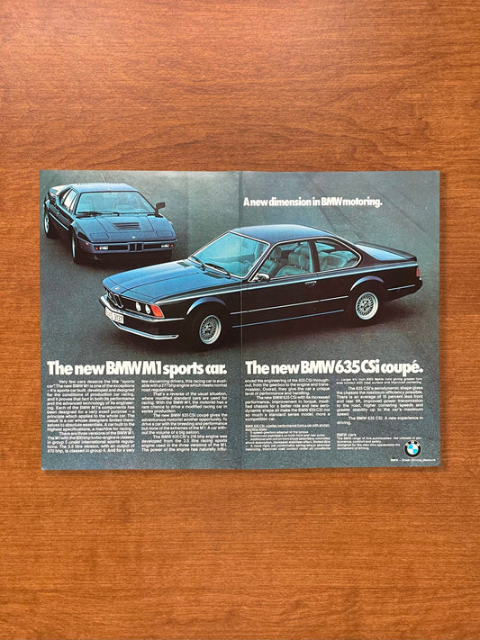 1979 BMW M1 and 635 Csi Advertisement