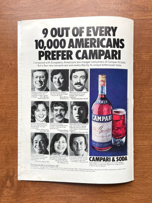 1979 Campari & Soda "9 out of every 10,000 Americans" Advertisement