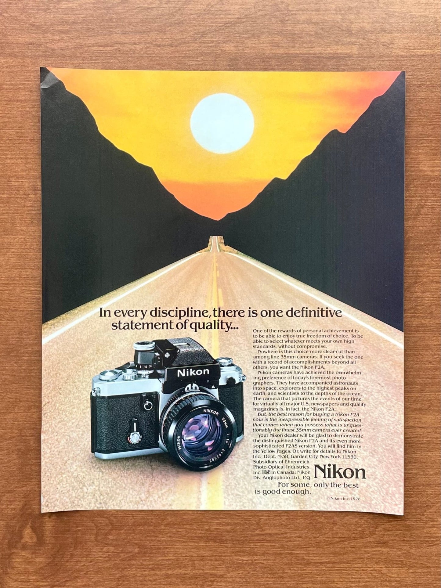 1979 Nikon F2A "one definitive statement of quality" Advertisement