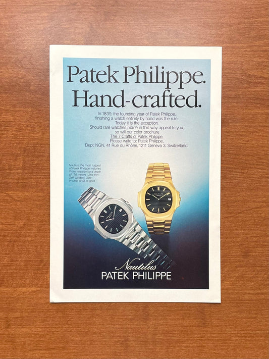 1979 Patek Philippe Nautilus "Hand - crafted." Advertisement