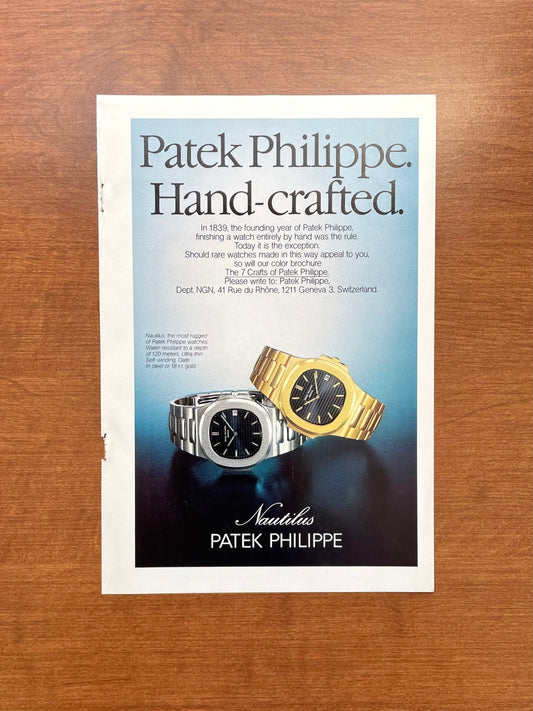 1979 Patek Philippe Nautilus "Hand - crafted." Advertisement (Version 1)